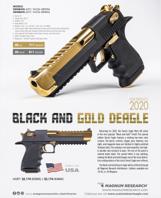 Magnum Research Desert Eagle L6" Black T-Gold .50 AE